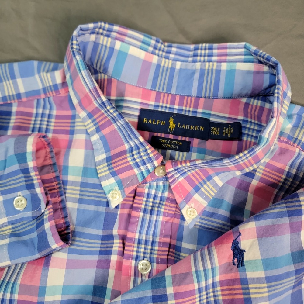 Polo Ralph Lauren Cotton Stretch Shirt Men's 2XLT Colorful Multicolor Big & Tall